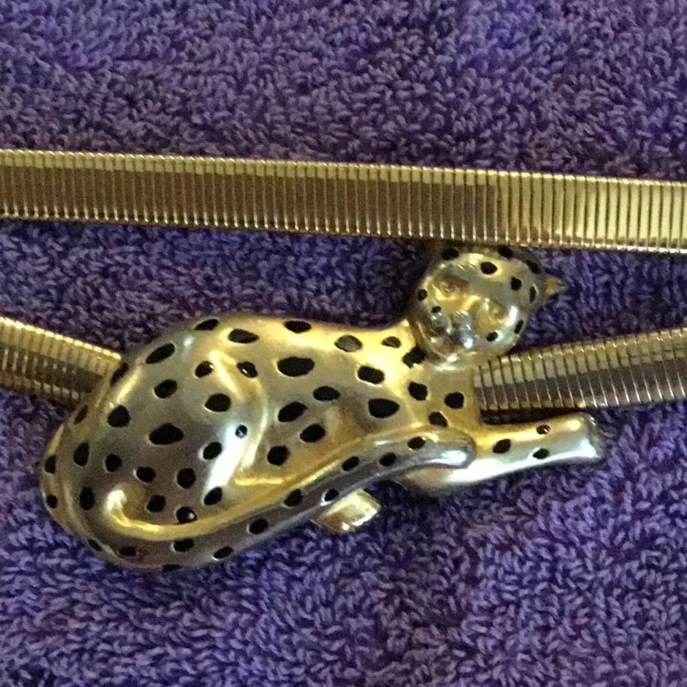 Doreen Ryan Vintage Gold Belt w/ Leopard Closure